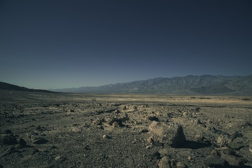 Rocky dry land in dark